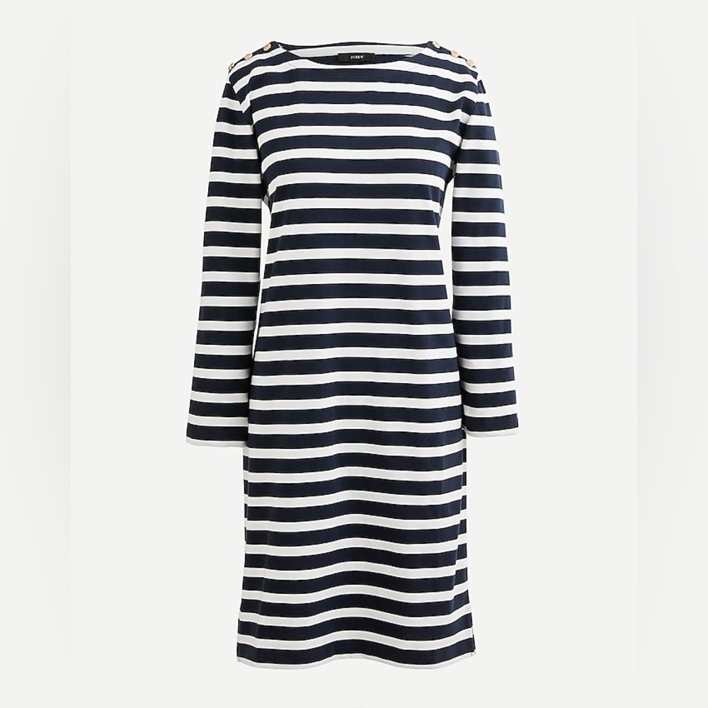 J Crew Shoulder-button shift dress in striped Mariner cloth AW354